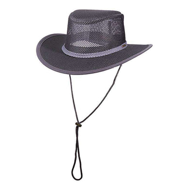 Mesh Outback Hat for Men up to XXL, Charcoal - Stetson and Scala Hats Safari Hat Stetson Hats STC205-CHAR1 Charcoal Stetson Hats Small
