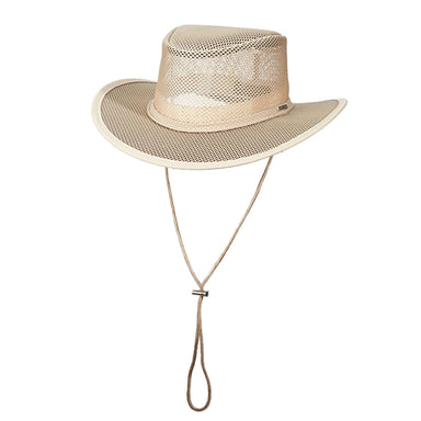 Mesh Outback Hat for Men up to 2XL, Clay - Stetson and Scala Hats Safari Hat Stetson Hats STC205-CLAY1 Clay Stetson Hats Small