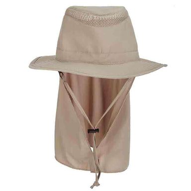 Reel In No Fly Zone Neck Flap Hiking Hat - Stetson Hats Bucket Hat Stetson Hats STC325-KAKI2 Khaki M (22 5/8") 