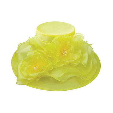 Organza Hat with Multi Layer Flowers, Dress Hat - SetarTrading Hats 