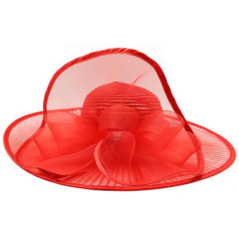 Pleated Crinoline Brim Dress Hat - Something Special Hat Collection Dress Hat Something Special Hat sw2934rd Red  