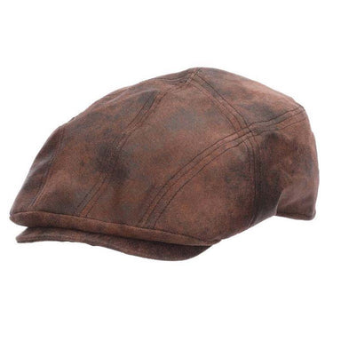 Sabre Weathered Leather Flat Cap - Stetson Hat Flat Cap Stetson Hats STW379 Brown Medium 