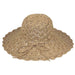 Scalloped Crochet Toyo Summer Hat for Women - Jeanne Simmons Wide Brim Sun Hat Jeanne Simmons JS1262TN Tan OS (57 cm) 