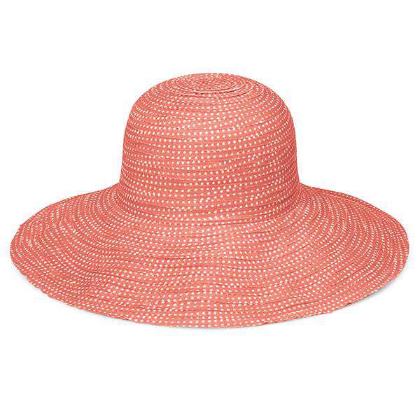 Scrunchie Packable Wide Brim Sun Hat - Wallaroo Hats Wide Brim Sun Hat Wallaroo Hats SCRCO Coral / White M/L (58 cm) 