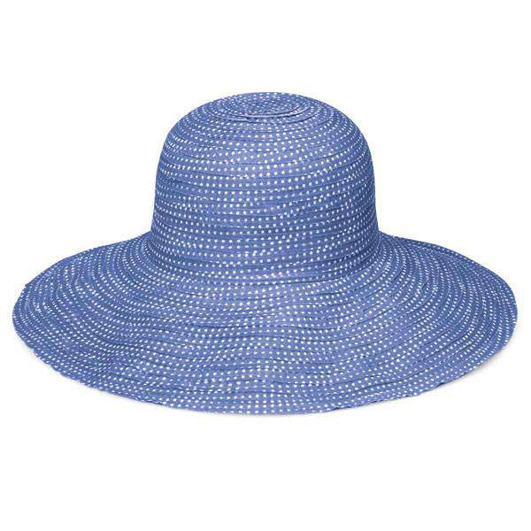 Scrunchie Packable Wide Brim Sun Hat - Wallaroo Hats Wide Brim Sun Hat Wallaroo Hats SCRHD Hydrangea / White M/L (58 cm) 