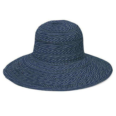 Petite Scrunchie Packable Sun Hat - Wallaroo Hats Wide Brim Sun Hat Wallaroo Hats PSCRNW Navy / White Small (56 cm) 