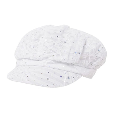 Sequin Speckled Newsboy Cap - Boardwalk Style Cap Boardwalk Style Hats DA5765WH White OS 