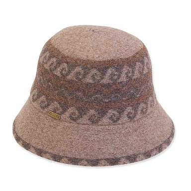 Shapeable brim Patterned Soft Wool Bucket Hat - Adora Wool Hat® Cloche Adora Hats AD1074B Camel  