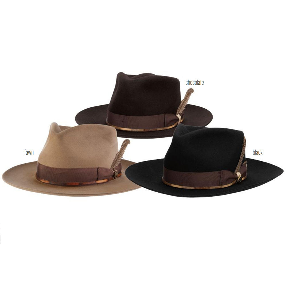 Slicker Wool Felt Teardrop Fedora Hat - Biltmore Hats Fedora Hat Biltmore Hats BF1240SLIK30SM Fawn Small (55 cm)