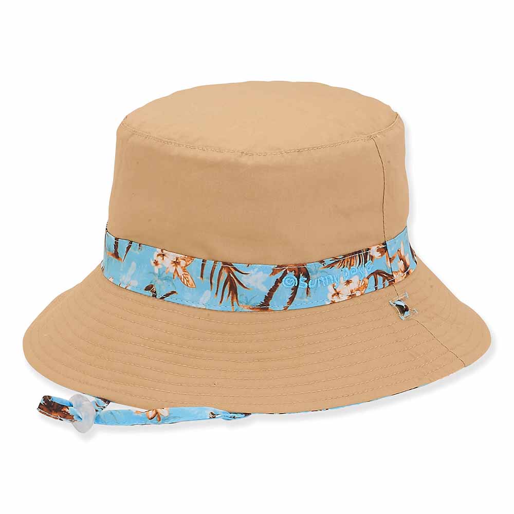 Small Heads Blue Hawaii Reversible Cotton Bucket Hat - Sunny Dayz™ Hats Bucket Hat Sun N Sand Hats    