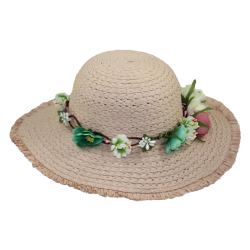 Small Heads Fringe Edge Sun Hat - JSA Petite Hats Wide Brim Sun Hat Jeanne Simmons    