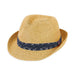 Small Heads Straw Fedora Hat with Anchor Print Band - Sunny Dayz™ Fedora Hat Sun N Sand Hats HK283 Natural XS (54 cm) 