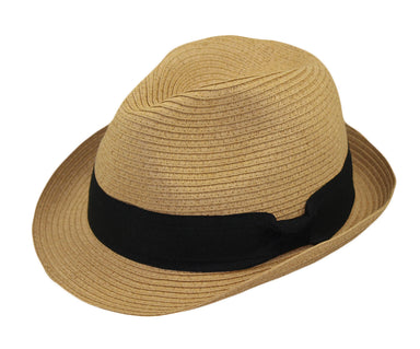 Small Heads Straw Fedora Hat with Black Band - Jeanne Simmons Hats Fedora Hat Jeanne Simmons Accessories