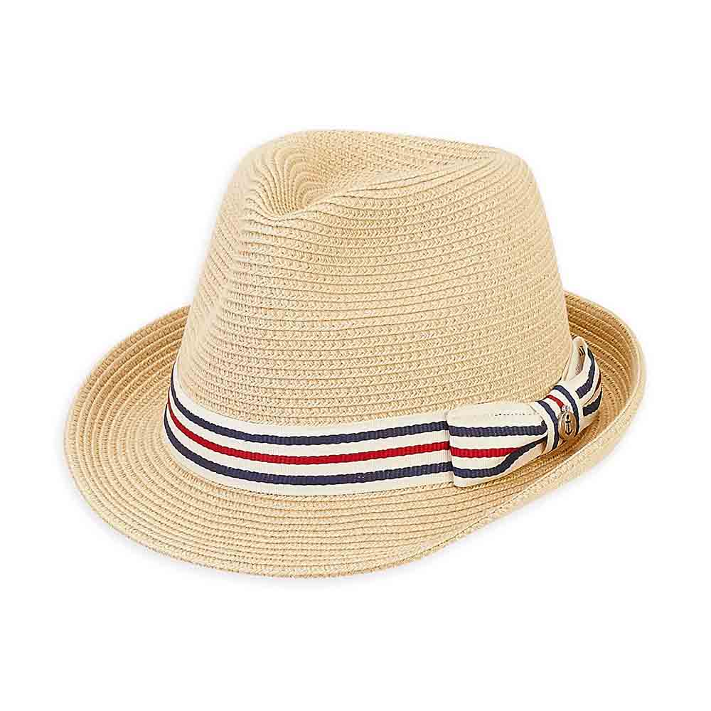 Small Heads Straw Fedora Hat with Striped Band - Sunny Dayz ...