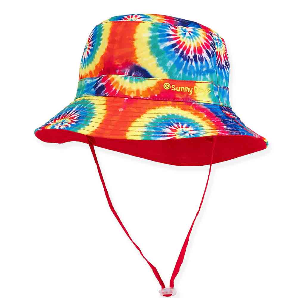 Small Heads Tie Dye Reversible Cotton Bucket Hat - Sunny Dayz™ Bucket Hat Sun N Sand Hats HK407B-L Red Small (54.5 cm) 