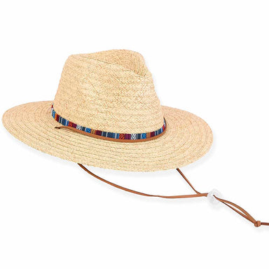 Small Heads Tribal Band Straw Hat with Chin Cord - Sunny Dayz™, Safari Hat - SetarTrading Hats 