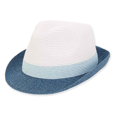 Small Size Fedora Hat with Blue Brim - Sunny Dayz™ Hats Fedora Hat Sun N Sand Hats HK396 White Small (54 cm) 