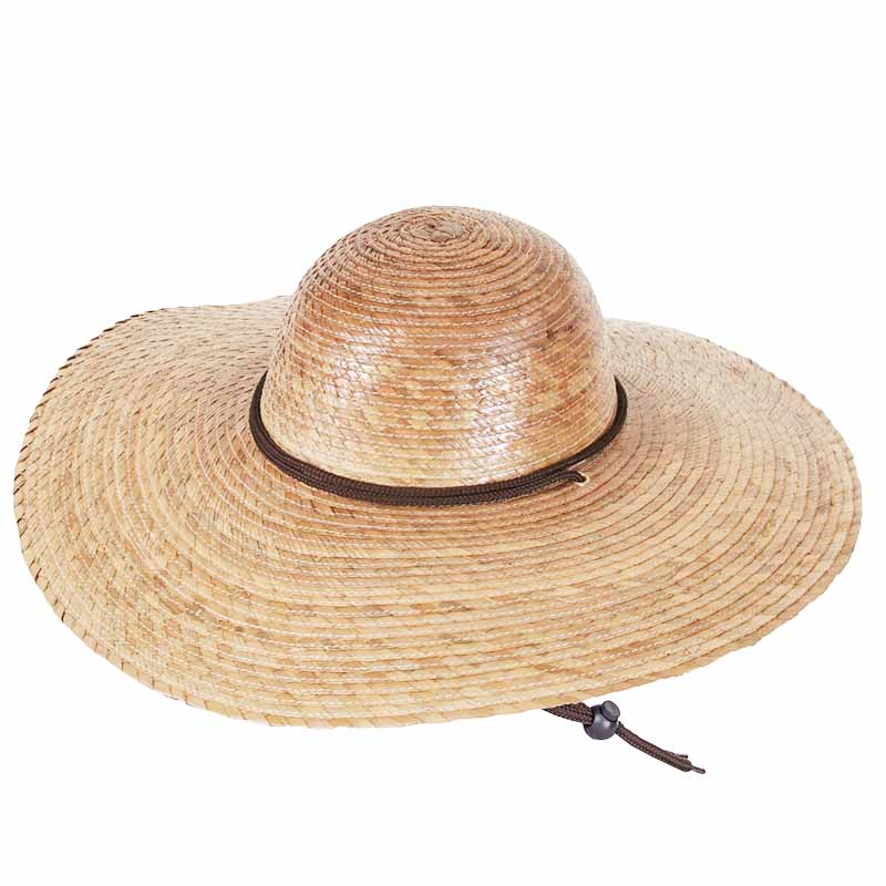 Small Size Hat: Wide Brim Palm Straw Beach Hat with Chin Strap - Tula Hats Wide Brim Sun Hat Tula Hats TU1-1320 Natural Small (56 cm) 