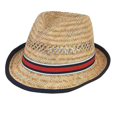 Small Size Rush Straw Fedora - Sunny Dayz™ Hats Fedora Hat Sun N Sand Hats HK245B Natural Small (54 cm) 