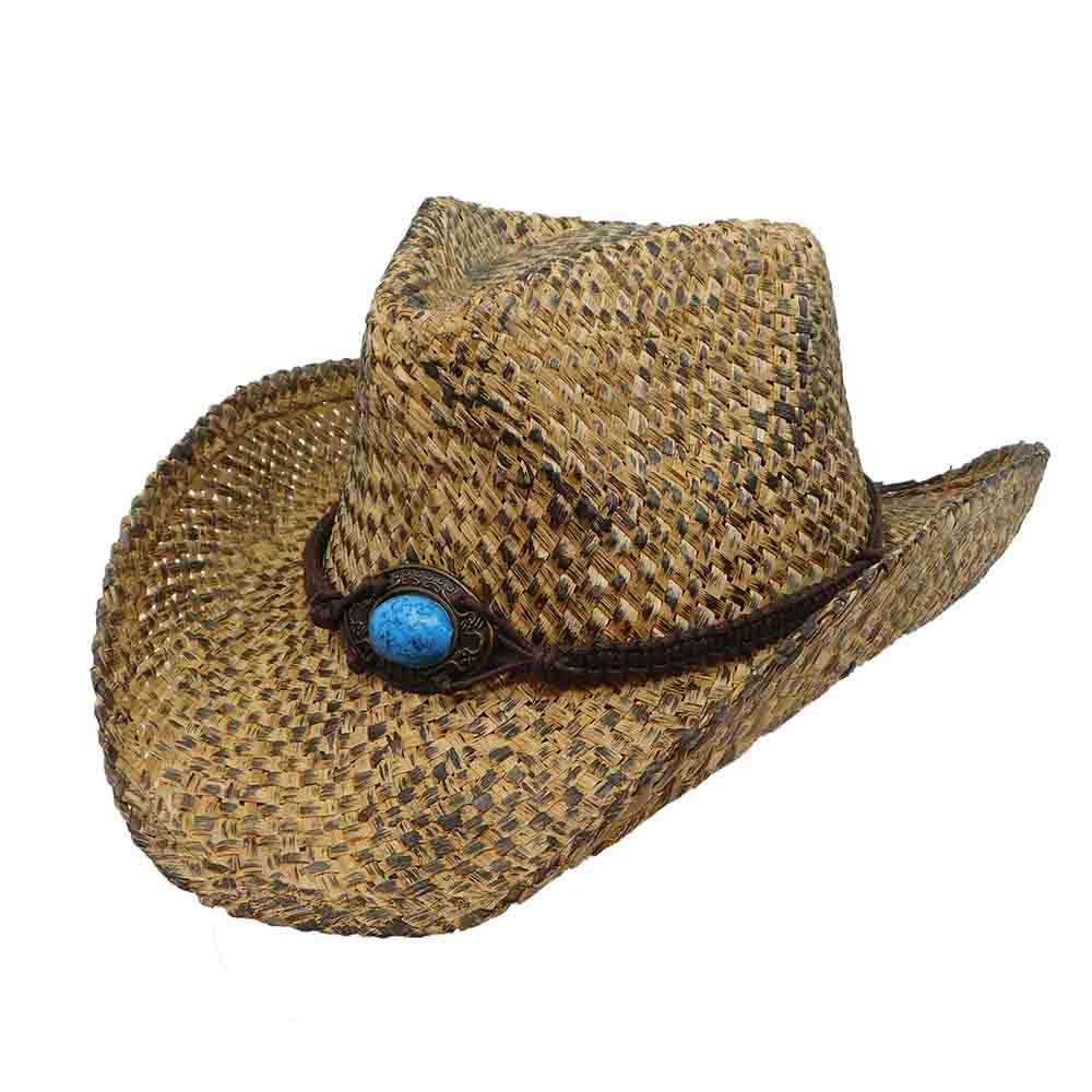 Small Size Straw Cowboy Hat with Turquoise Concho - Milani Hats, Cowboy Hat - SetarTrading Hats 