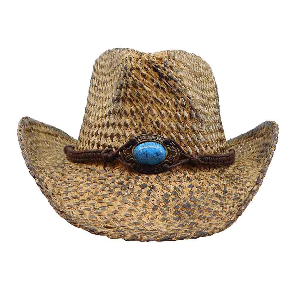 Small Size Straw Cowboy Hat with Turquoise Concho - Milani Hats, Cowboy Hat - SetarTrading Hats 