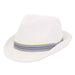 Small Size White Fedora Hat with Blue Chevron Band - Sunny Dayz™ Hats Fedora Hat Sun N Sand Hats HK395 White Small (54 cm) 