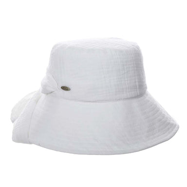 Soft Cotton Bucket Hat with Apron Tie - Scala  Women's Hats, Wide Brim Hat - SetarTrading Hats 