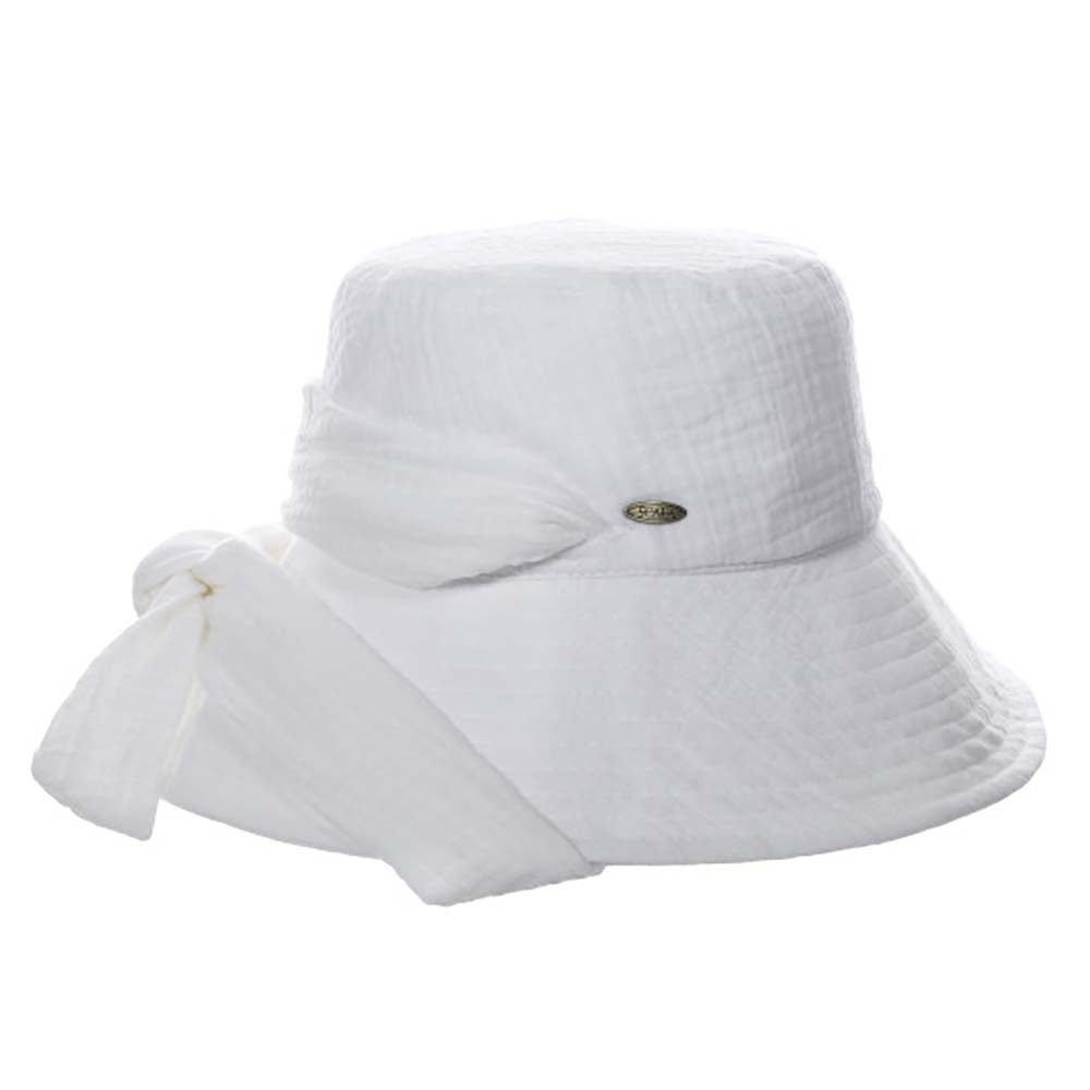 Soft Cotton Bucket Hat with Apron Tie - Scala Women's Hats Black / Os