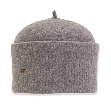 Soft Wool Cuffed Turban Beanie with Stalk - Adora Hat® Beanie Adora Hats AD1344A Grey Medium (57 cm) 