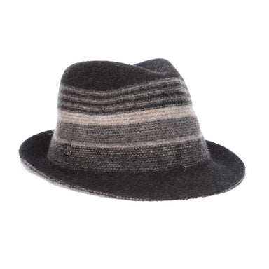 Soft Wool Striped Crown Knit Fedora Hat - Callanan Millinery Fedora Hat Callanan Hats    