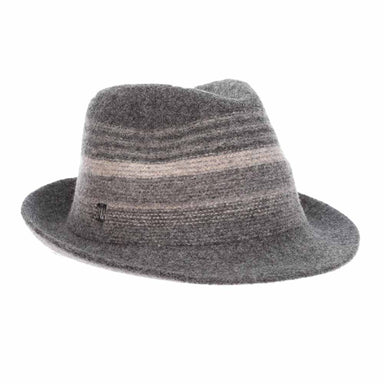 Soft Wool Striped Crown Knit Fedora Hat - Callanan Millinery Fedora Hat Callanan Hats LV452 Grey M/L (58 cm) 