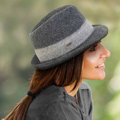 Soft Wool Two Tone Fedora Hat - Adora® Hats, Fedora Hat - SetarTrading Hats 