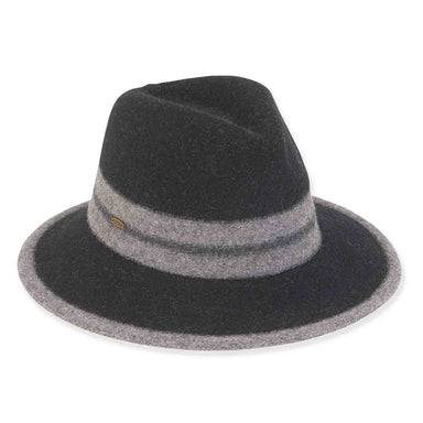 Soft Wool Two Tone Safari Hat - Adora® Hats Safari Hat Adora Hats AD1161A Black M/L (58 cm) 