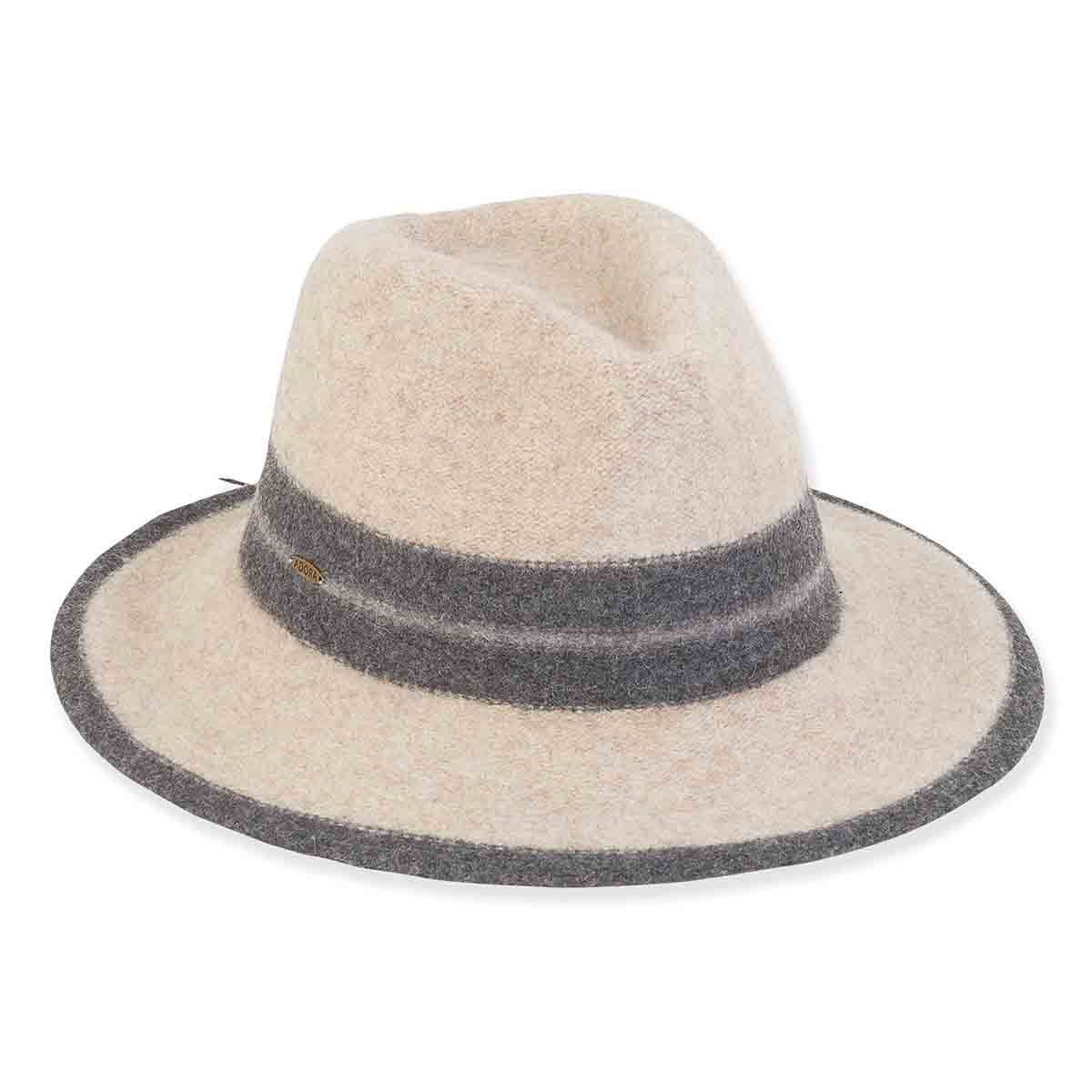 Soft Wool Two Tone Safari Hat, Ivory - Adora® Hats Safari Hat Adora Hats AD1161B Ivory M/L (58 cm) 