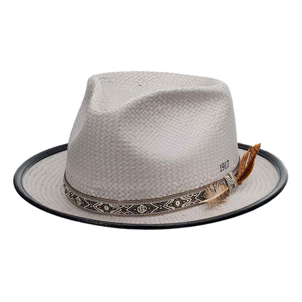 Solstice Teardrop Straw Fedora - Biltmore Hats Grey / X-Large (62 cm)