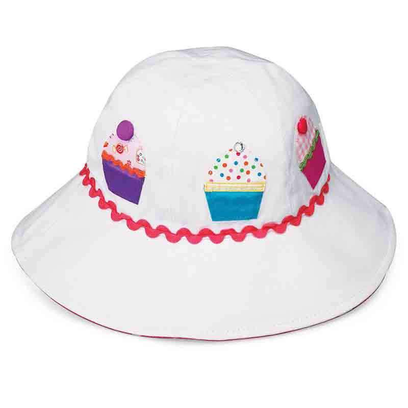 Sophia Cotton Bucket Hat for Girls - Wallaroo Hats for Kids Bucket Hat Wallaroo Hats Sopcake White / Fuchsia  