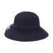 Split Brim Straw Cloche with Double Bow - Sun 'N' Sand Hats Facesaver Hat Sun N Sand Hats HH2589C Navy OS (57 cm) 