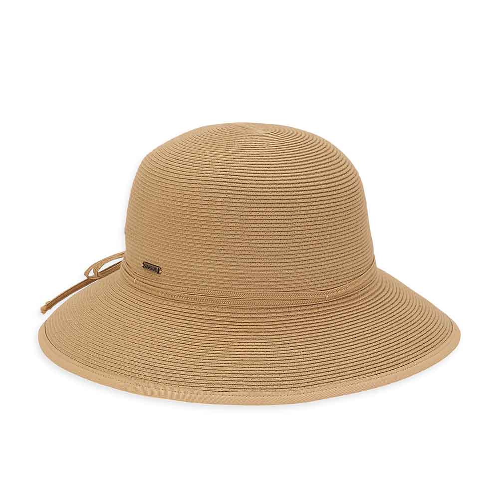 Split Brim Straw Cloche with Double Bow - Sun 'N' Sand Hats Facesaver Hat Sun N Sand Hats HH2589B Tan OS (57 cm) 
