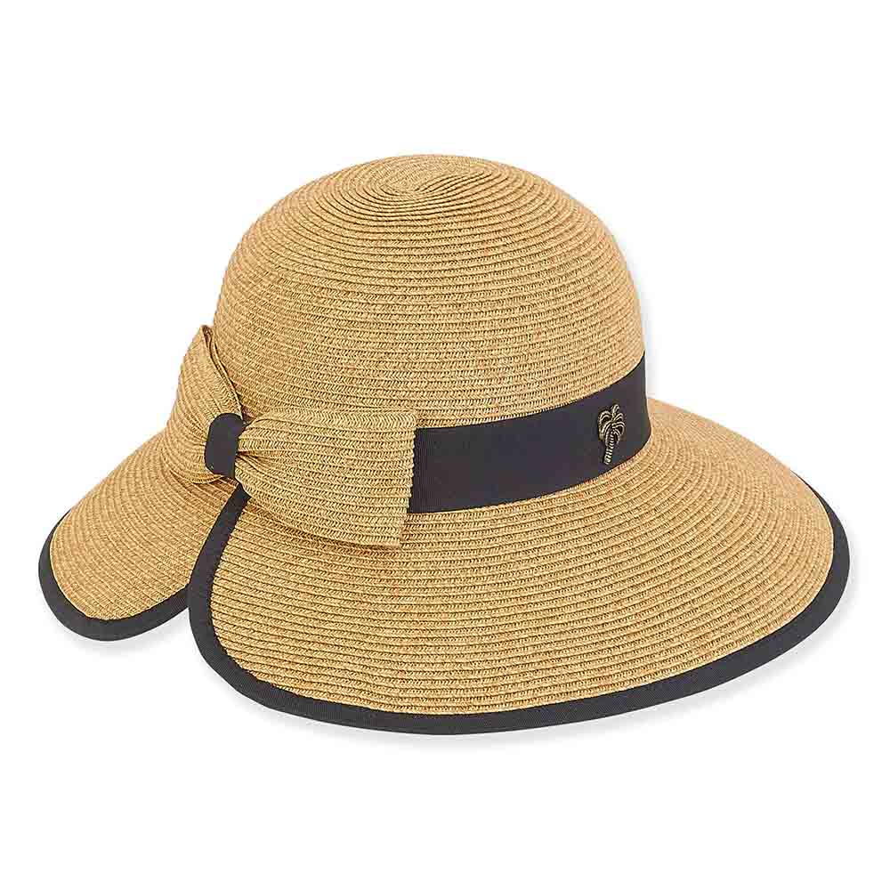 Split Brim Sun Hat with Straw Bow - Sun 'N' Sand Hats Wide Brim Hat Sun N Sand Hats HH1608C tt Toast tweed Medium (57 cm) 