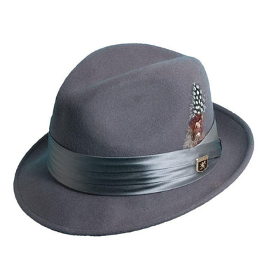 Stacy Adams Snap Brim Fedora Hat - Grey Fedora Hat Stacy Adams Hats SAW566 Grey Medium (22.25") 