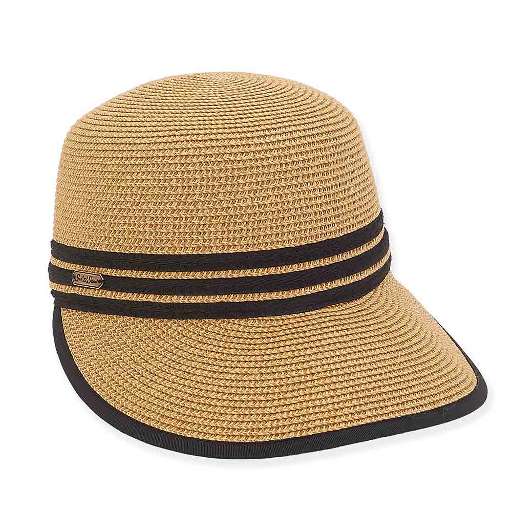 Straw Brim Cap with Ribbon Bound Bill - Sun 'N' Sand Hats, Facesaver Hat - SetarTrading Hats 