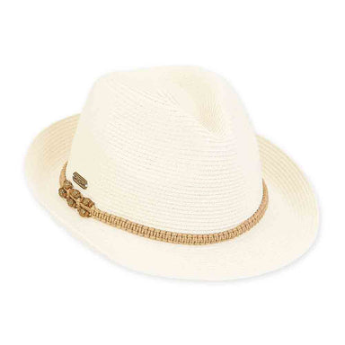 Straw Fedora with Macrame Rope Band - Sun 'N' Sand Hats, Fedora Hat - SetarTrading Hats 