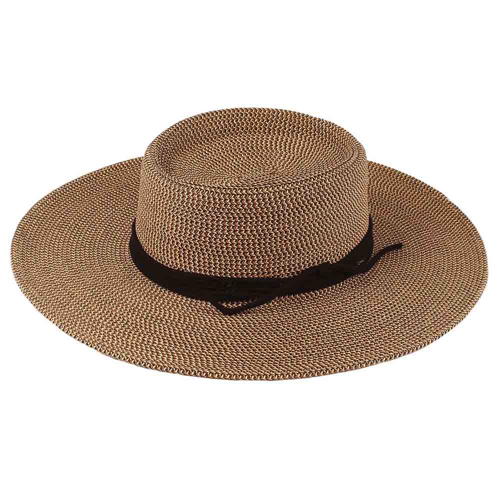 Straw Gaucho Hat with Rope Tie - Jeanne Simmons Hats Bolero Hat Jeanne Simmons JS8082BKT Black Tweed Medium (57 cm) 