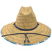 Straw Lifeguard Hat with Blue Hibiscus Print Underbrim - Kenny K. Hats Lifeguard Hat Great hats by Karen Keith LM9-Cs Natural Small (55 cm) 