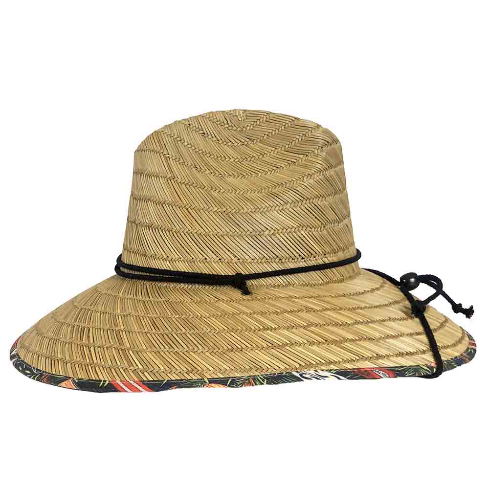 Straw Lifeguard Hat with Surfboard Print Underbrim - Kenny K. Hats Lifeguard Hat Great hats by Karen Keith LM9-Dm Natural M/L (58 cm) 