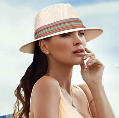 Straw Safari Hat with Multi Color Striped Band - Sun 'N' Sand, Safari Hat - SetarTrading Hats 