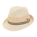 Striped Band Fedora with Raffia Mid-Crown - Sun 'N' Sand Hats Fedora Hat Sun N Sand Hats HH2578B Natural M/L (57-58 cm) 
