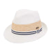 Striped Band Fedora with Raffia Mid-Crown - Sun 'N' Sand Hats Fedora Hat Sun N Sand Hats    