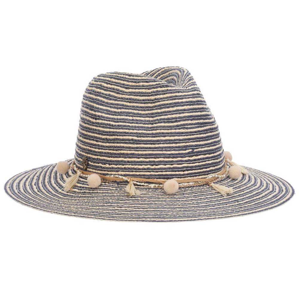 Striped Panama Hat with Beads and Tassel Band - Tommy Bahama, Safari Hat - SetarTrading Hats 