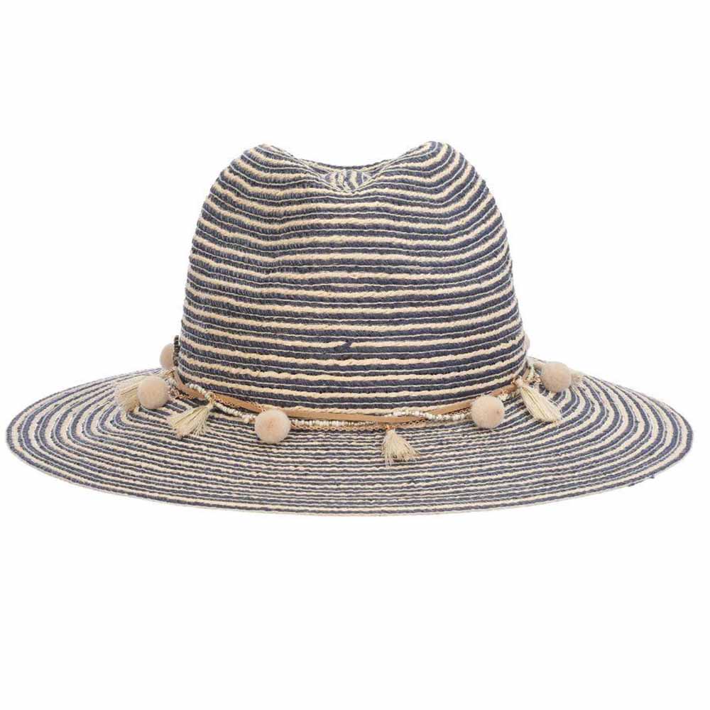 Striped Panama Hat with Beads and Tassel Band - Tommy Bahama, Safari Hat - SetarTrading Hats 